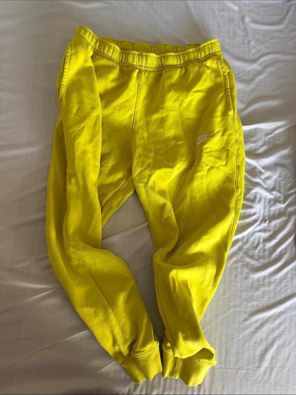 Nike Yellow Fleece Joggers with White Logo